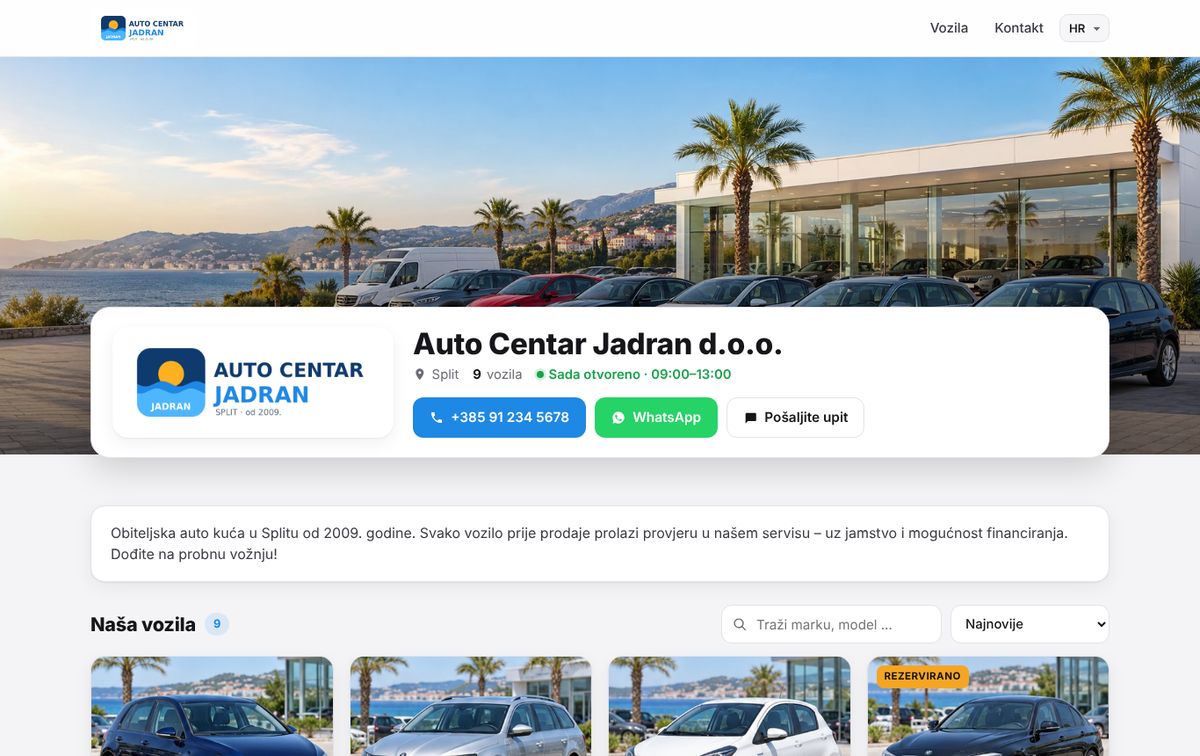 Example: dealer Homepage on a computer